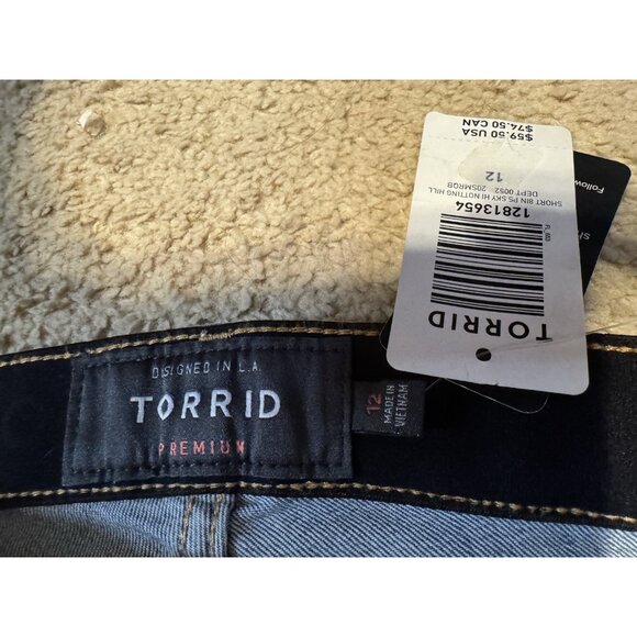 Torrid Jean Bermuda Shorts 12 Sky High Skinny Stretch Cotton Distressed NEW - Picture 6 of 10